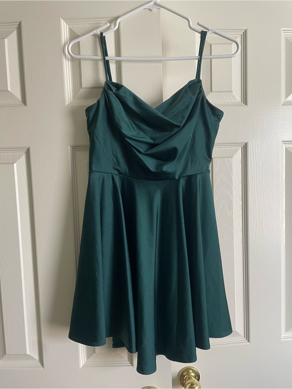 City Studio Emerald Green Cowl Neck Mini Dress